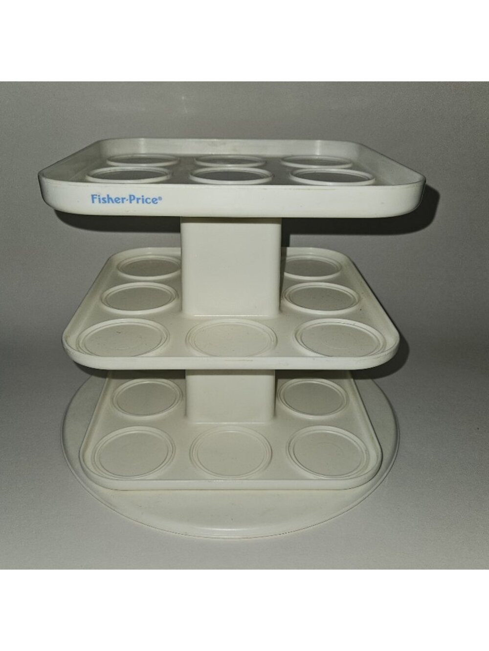 VTG Fisher Price Spinning 3-Tier Stand Storage Caddy Toy Display 8x8x8"